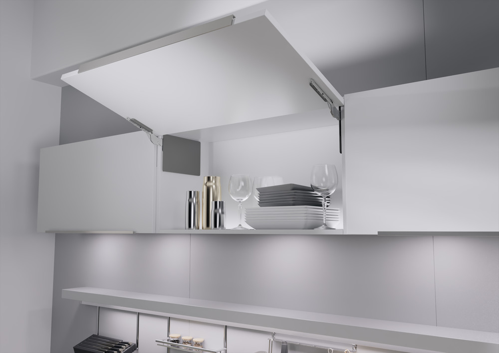 Полный комплект подъемного механизма ФриСлим ФЛАП c толкателем PTO тип II для накладного монтажа, цвет СЕРЫЙ Kessebohmer | официальный магазин